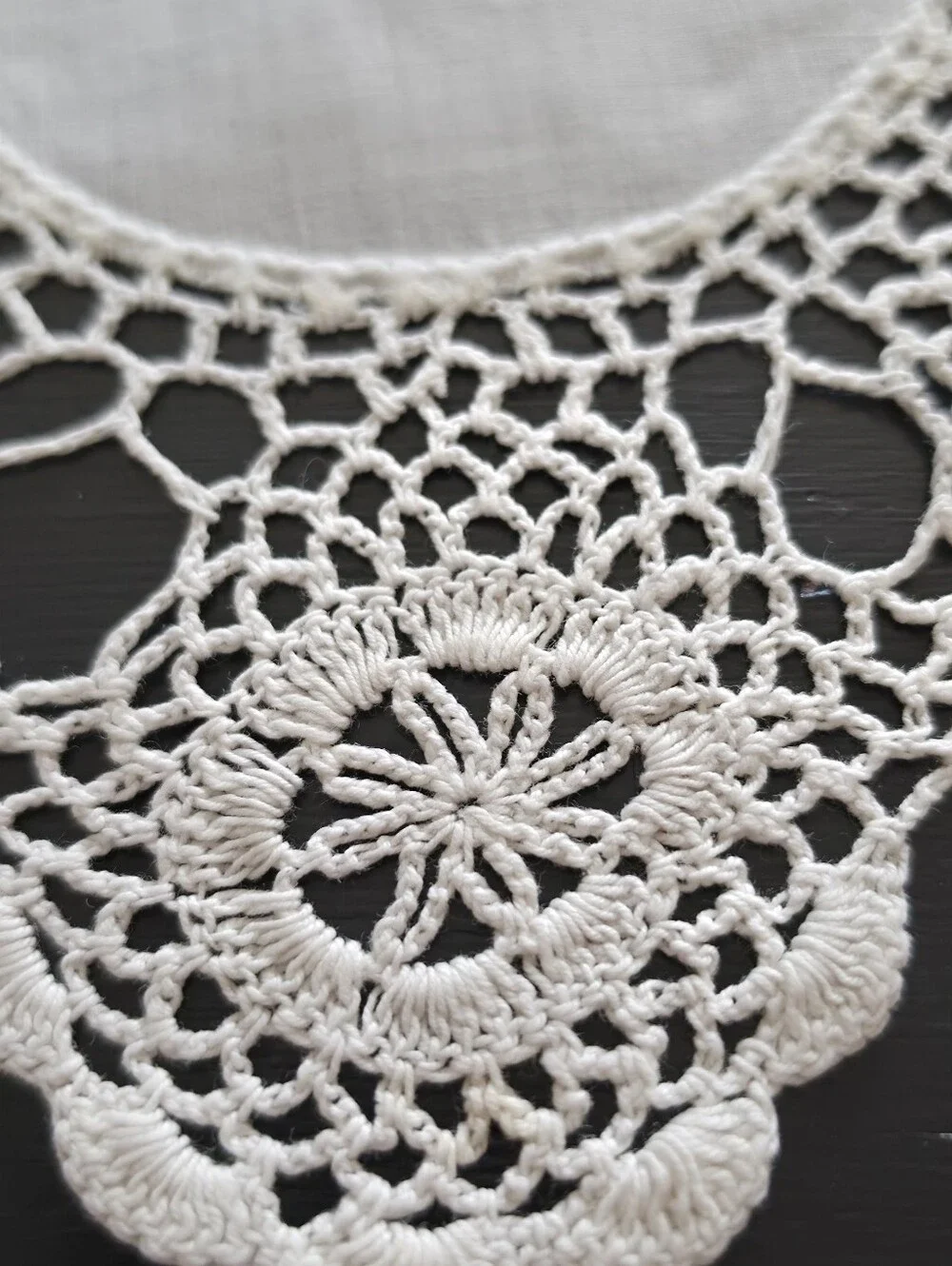 Vintage Cream Crochet Lace Doily - Intricate Circular Design